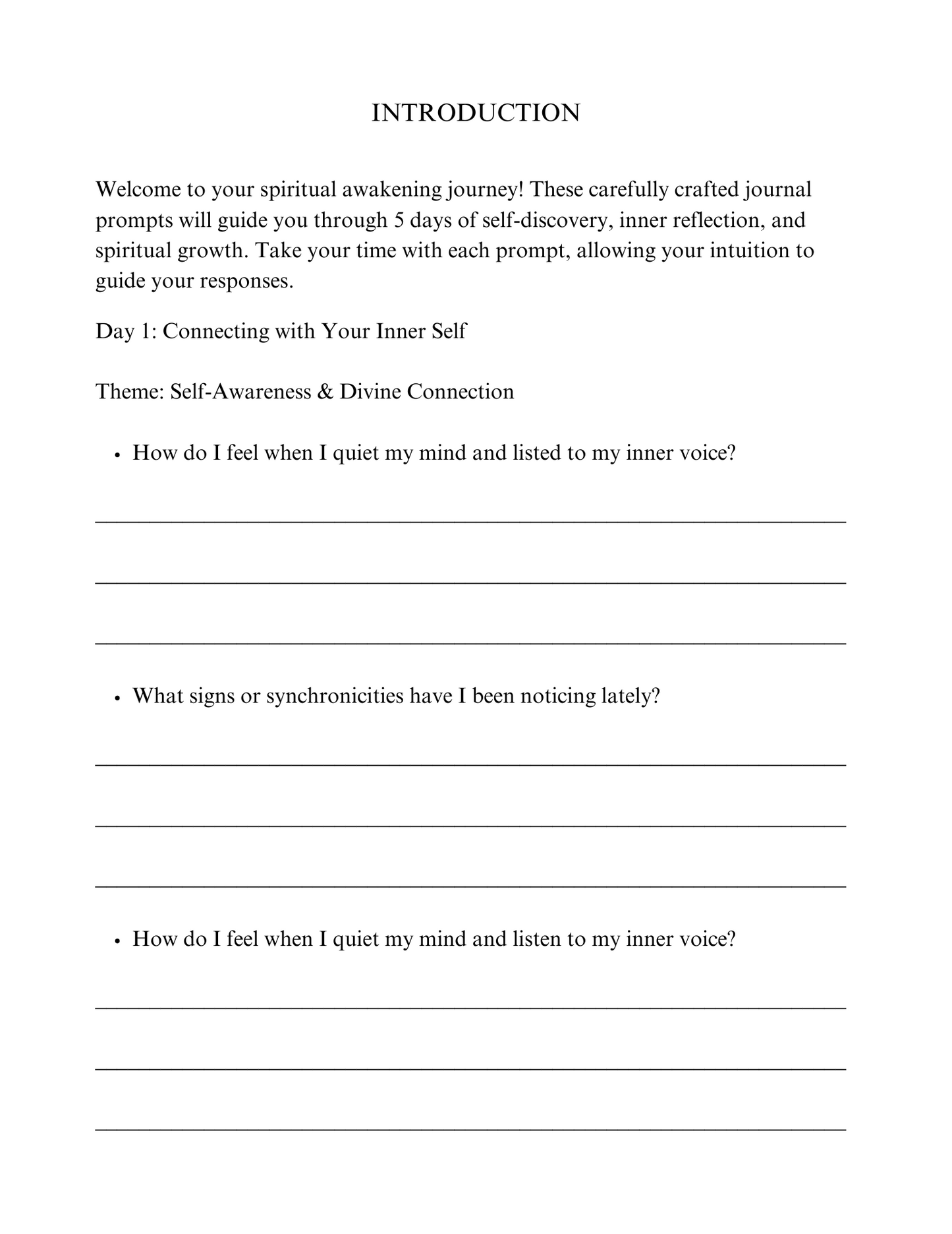 5 Day Spiritual Awakening Journal Prompts